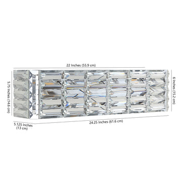 Evelyn Crystal Rectangle Iron/Crystal Glam Modern LED Vanity Light - JONATHAN Y